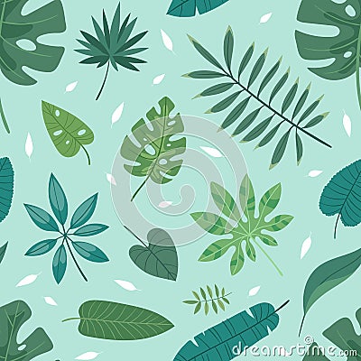 Tropical vector leaves summer green exotic jungle palm leaf tropic nature plant botanical hawaii flora illustration Vector Illustration