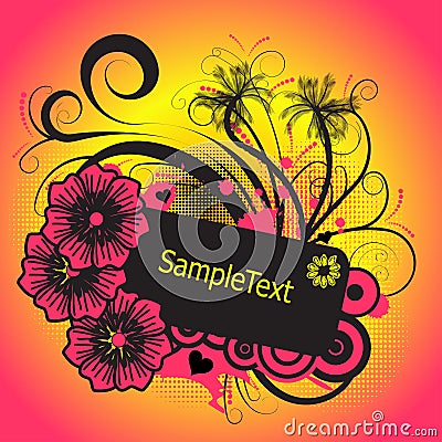 Tropical vector palmtree and f Vector Illustration