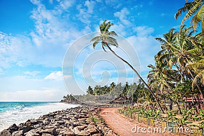 Tropical village near the ocean Stock Photo