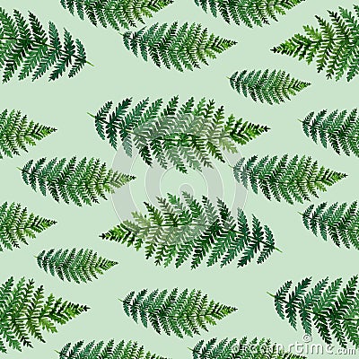 Tropical watercolor abstract pattern with fern leaves Stock Photo