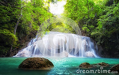 Tropical waterfall in Thailand, nature photography Stock Photo