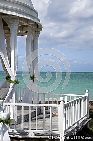 Tropical wedding altar Stock Photo