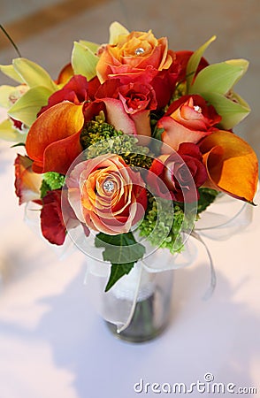 Tropical Wedding Bouquet - Top View Stock Photo