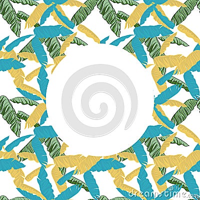 Tropics monstera leaves bananon palm patern seamless Cartoon Illustration