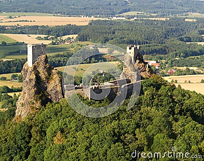 Trosky castle - air photo Stock Photo