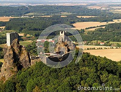 Trosky castle - air photo Stock Photo