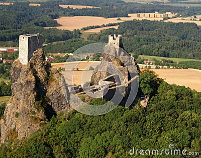 Trosky castle - air photo Stock Photo