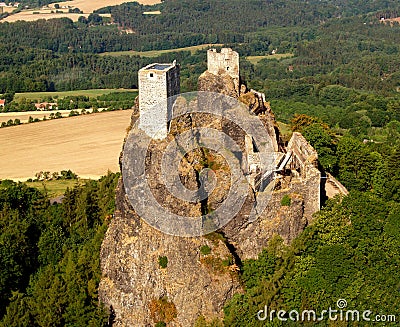 Trosky castle - air photo Stock Photo