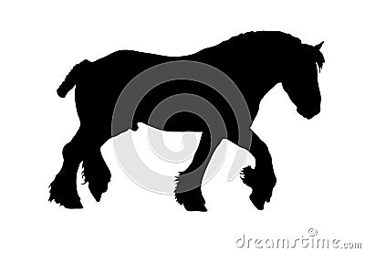 Running Draft Horse silhouette Stock Photo