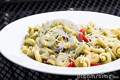 Trottole dish with a light pesto Stock Photo