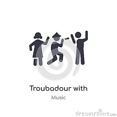 troubadour with kids outline icon. isolated line vector illustration from music collection. editable thin stroke troubadour with Vector Illustration