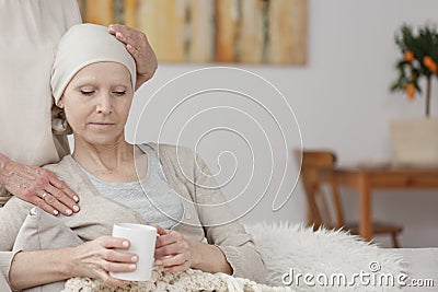 Troubled patient with tumor Stock Photo