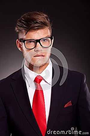 Troubled young business man Stock Photo