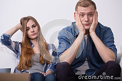 Troubled young couple Stock Photo