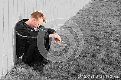 Troubled Young Man Stock Photo