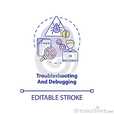 Troubleshooting and debugging concept icon Vector Illustration