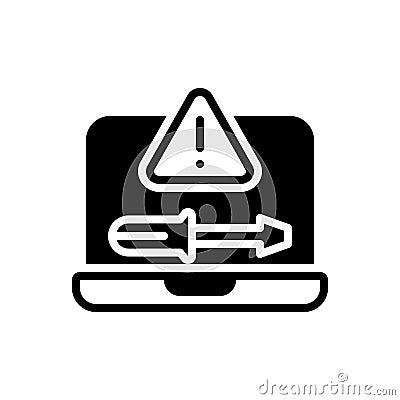 Black solid icon for Troubleshooting, fix and repair Vector Illustration