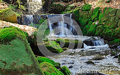 Trough flowing mountain stream Stock Photo
