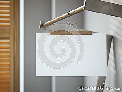 Trouser hanger with white paper sheet. 3d rendering Stock Photo