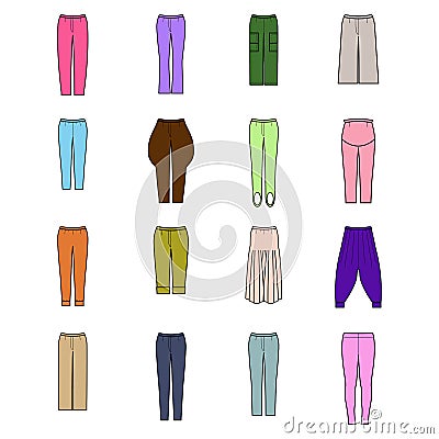 Trousers for woman set. Vector Illustration
