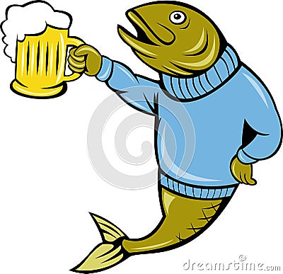 Trout fish beer mug drinking Stock Photo