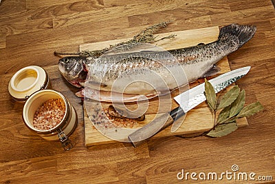 Fish on the cutting board Stock Photo