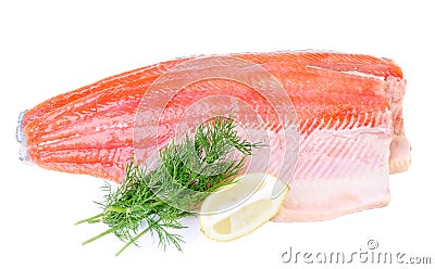 Trout fish fillet isolated on a white background Stock Photo