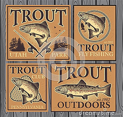 Trout fishing Vector Illustration