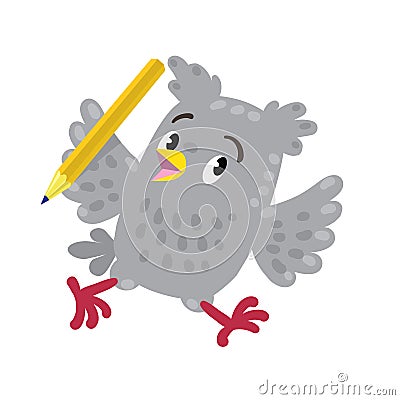 Trowbled running owl with pen Vector Illustration