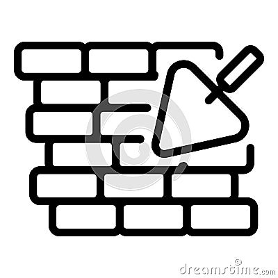 Trowel brick wall icon, outline style Vector Illustration