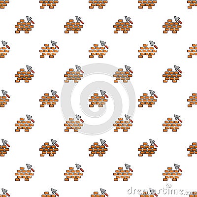 Trowel and brick wall pattern seamless Vector Illustration