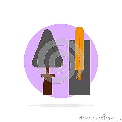 Trowel, Brickwork, Construction, Masonry, Tool Abstract Circle Background Flat color Icon Vector Illustration