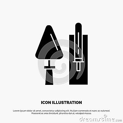 Trowel, Brickwork, Construction, Masonry, Tool solid Glyph Icon vector Vector Illustration