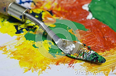 Trowel For Mixing Oil Paints Stock Photo