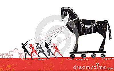 Troy horse silhouette, vector illustration Vector Illustration