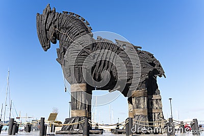 Troy horse in Ã§anakkale. The wooden horse used at the movie of Troy Editorial Stock Photo