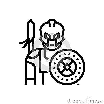 Black line icon for Troy, warrior and sparta Vector Illustration