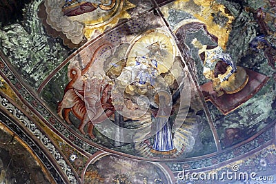 Fresco scenes of hellfire monster and damnation Stock Photo