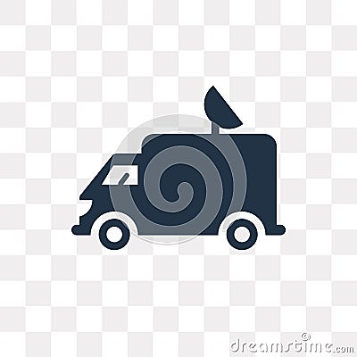 Truck with an antenna on it vector icon isolated on transparent Vector Illustration