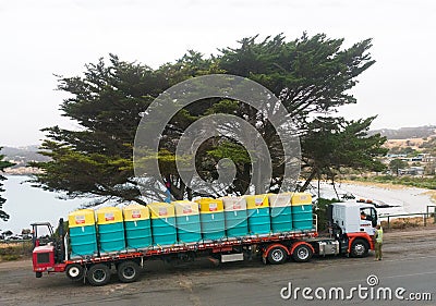 Truck with army soldier on Kangaroo Island, Australia Editorial Stock Photo