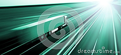 Truck on asphalt road motion blur Stock Photo