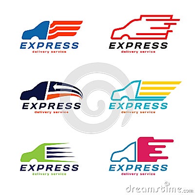 Truck Car Express delivery service Logo. vector set design Vector Illustration