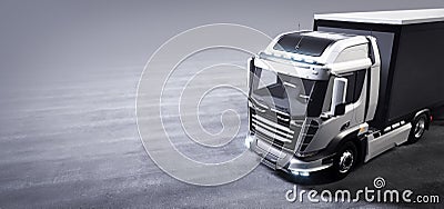 Truck with cargo trailer. Transport, shipping industry Cartoon Illustration