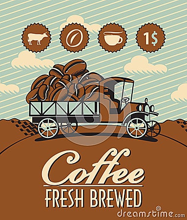 Truck with coffee Vector Illustration