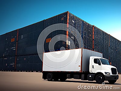 Truck is commercial. Generative Ai Stock Photo