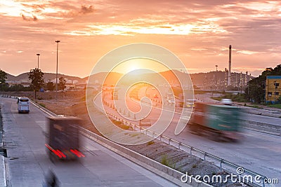 Truck container on road speed delivery Stock Photo