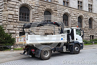 Truck with crane parked in Germany Editorial Stock Photo