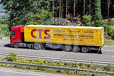 Truck with CTS tarpaulin trailer Editorial Stock Photo