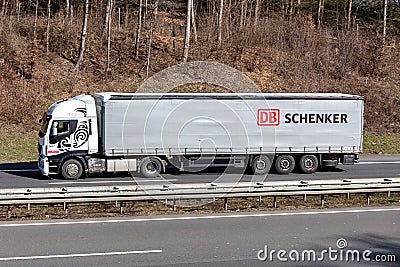 Truck with DB Schenker trailer Editorial Stock Photo