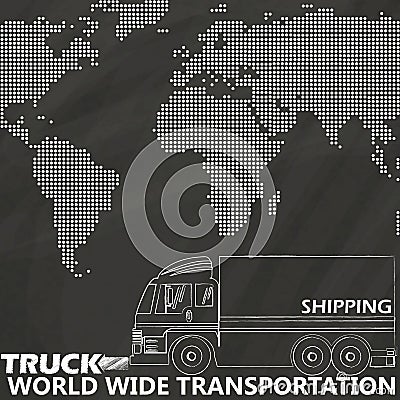 Truck delivery on chalk board Vector Illustration